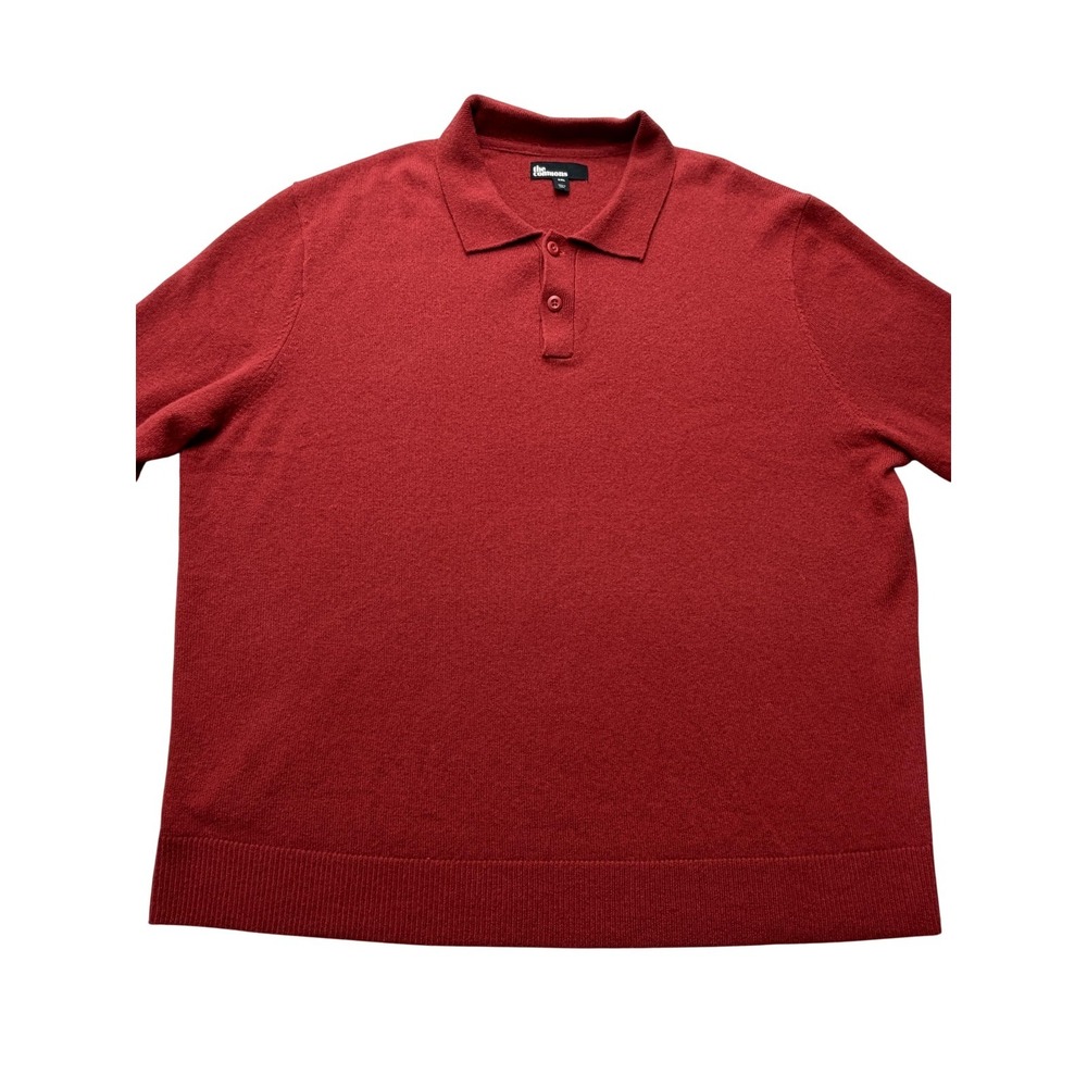 The‎ Commons Mens 2XL Red 100% Cashmere Knit Polo Collar Pullover Sweater